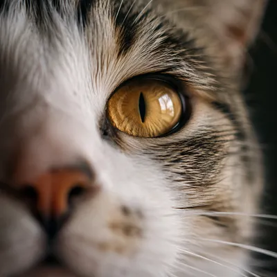 Calm Cat Amber Eye Macro Portrait