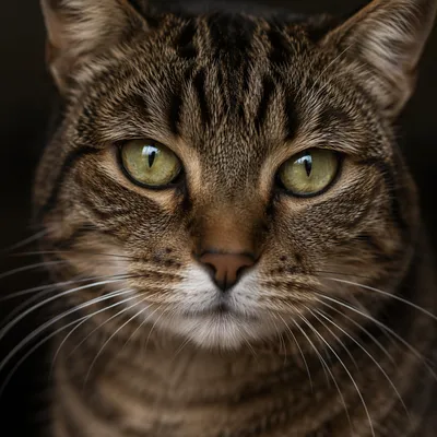 Close-Up Tabby Cat with Serene Green Eyes