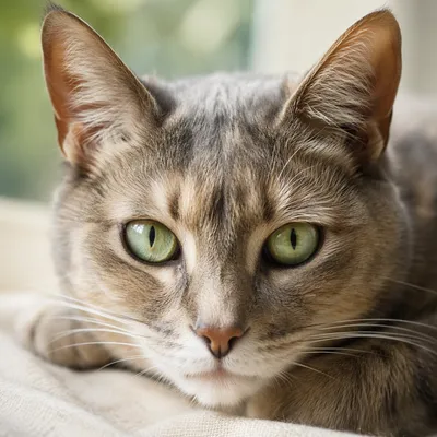Calm Cat Eyes in Morning Window Light