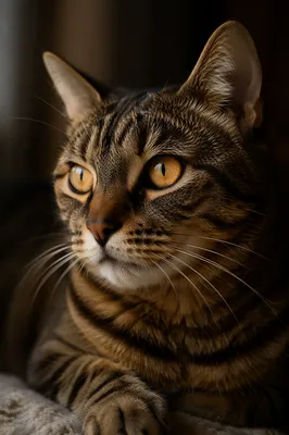 Golden Eyed Tabby Cat Close Up