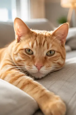 Relaxed Ginger Tabby Cat Close-Up Portrait