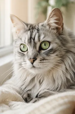 Close-Up Silver Tabby Cat Portrait
