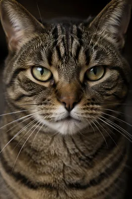 Calm Tabby Cat with Green Gold Eyes