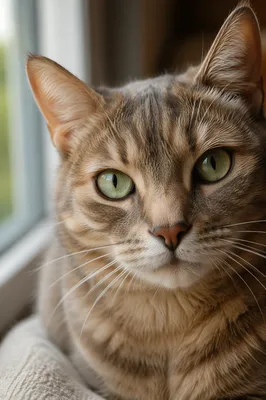 Calm Cat Portrait With Luminous Eyes