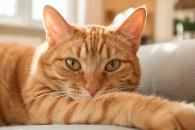Relaxed Ginger Tabby Cat Close Up