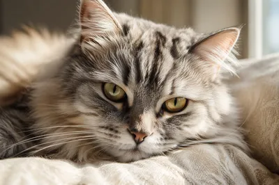 Close-Up Silver Tabby Cat Portrait