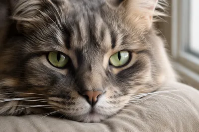 Close-Up Gray Tabby Cat Portrait