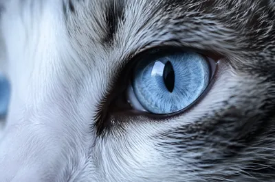 Icy Blue Cat Eye Macro Portrait