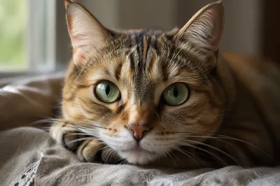 Calm Cat Portrait With Luminous Eyes
