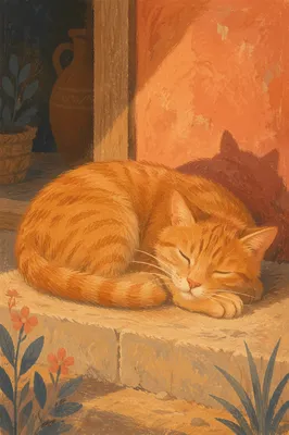 Sleeping Ginger Cat in Warm Sunlight