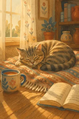 Cozy Sleeping Tabby in Warm Sunlight