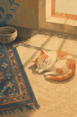 Tabby Cat Sleeping in Warm Sunlight