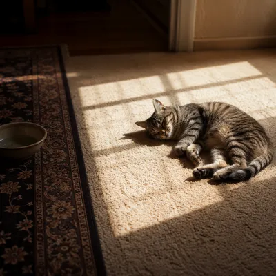 Sleeping Tabby Cat in Afternoon Sunlight