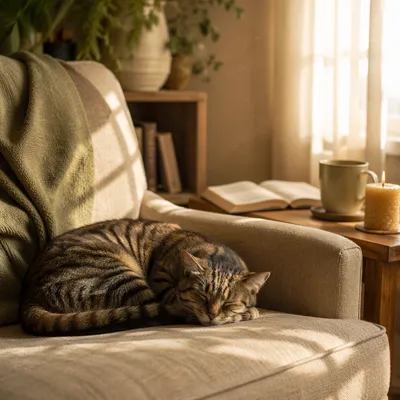 Sleeping Tabby Cat in Sabbath Morning Light