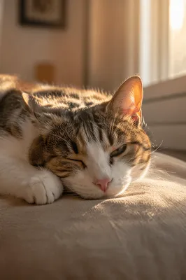 Cozy Sleeping Tabby Cat by Window