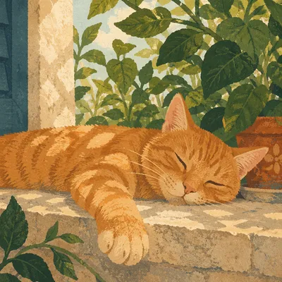 Sleeping Ginger Cat in Warm Sunlight