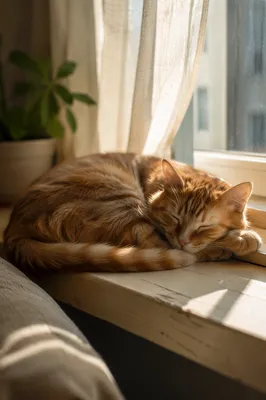 Ginger Tabby Sleeping in Warm Sunlight