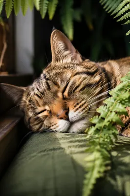 Sleeping Tabby Cat in Warm Sunlight