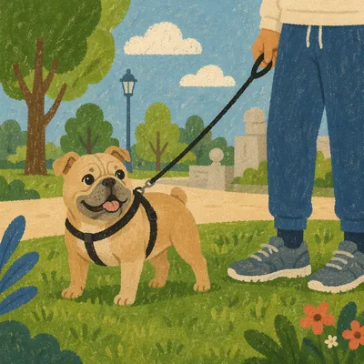 Happy Dog Walking in Sunny Park