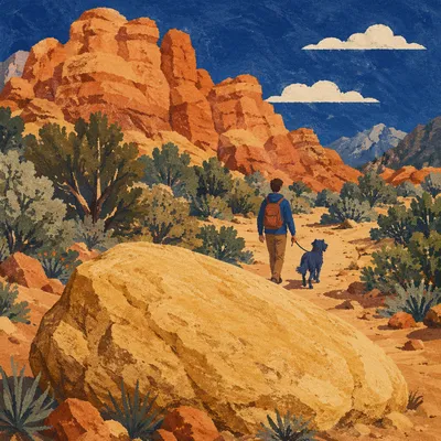 Peaceful Desert Walk With Dog