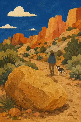 Dog and Owner on Desert Park Trail