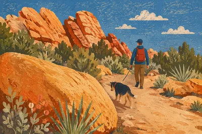 Dog and Owner on Desert Park Trail
