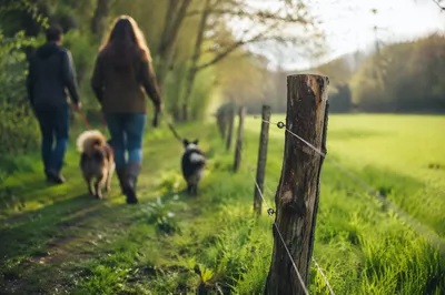 Dogs and Owners Walking Through Spring Park