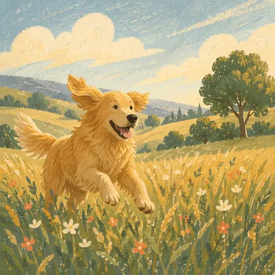 Happy Golden Retriever in Sunny Meadow