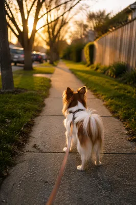 Small Dog Walking on Quiet Sidewalk