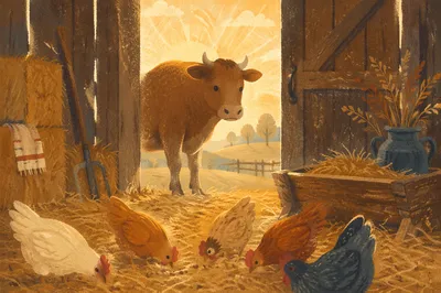 Peaceful Barn Animals at Sunrise