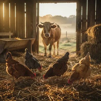 Peaceful Barn Animals at Sunrise