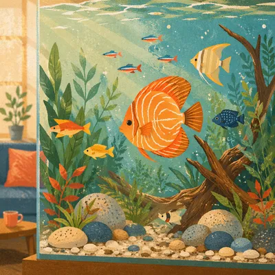 Colorful Tropical Fish in Home Aquarium