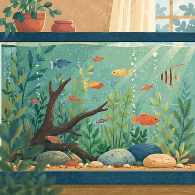 Colorful Tropical Fish Aquarium at Home