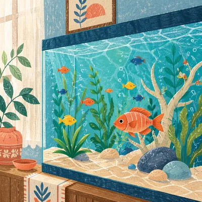 Colorful Tropical Fish Aquarium at Home