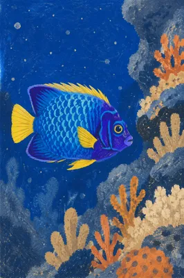 Colorful Tropical Aquarium Fish in Blue Glow