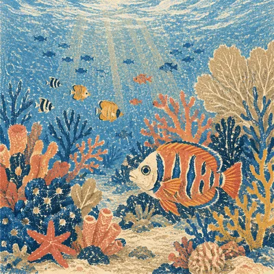 Tropical Fish Swimming Through Coral Reef
