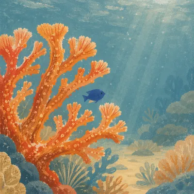 Blue Reef Fish by Orange Coral