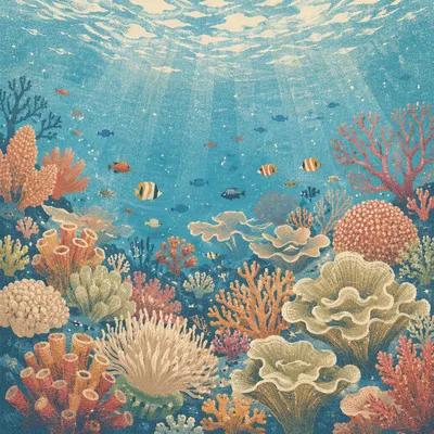 Tropical Coral Reef with Colorful Fish