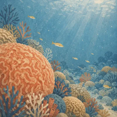 Yellow Reef Fish Over Tropical Brain Coral