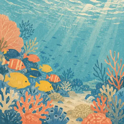 Tropical Fish Over Peaceful Coral Reef