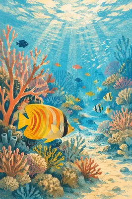 Tropical Fish Gliding Through Coral Reef