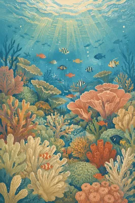 Tropical Reef Fish in Sunlit Coral Waters