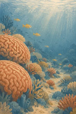 Tropical Reef Fish Among Brain Coral