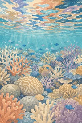 Tropical Coral Reef with Gentle Fish