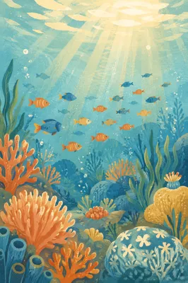 Tropical Fish Over Sunlit Coral Reef