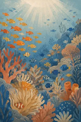 Tropical Fish Over Vibrant Coral Reef