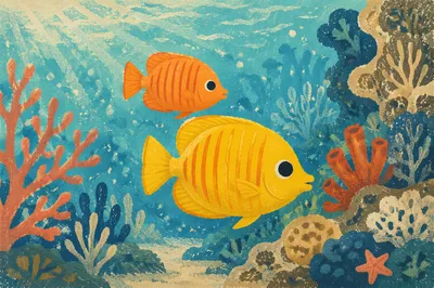 Bright Tropical Fish in Coral Lagoon