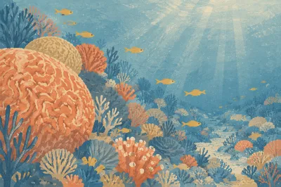 Tropical Reef Fish in Sunlit Coral