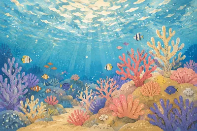 Peaceful Tropical Reef Fish Under Sunlit Water
