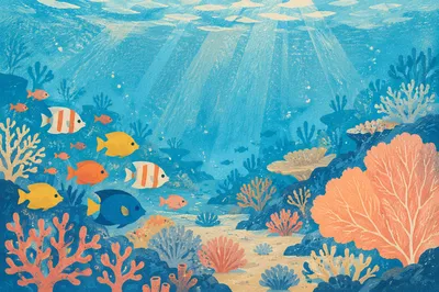 Tropical Fish in Peaceful Coral Reef
